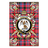 Clan Straiton Tartan Crest Black Garden Flag  - Gold Thistle  RD49 Clan Rait Tartan Today